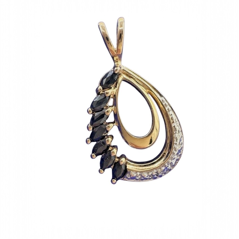 Vintage Gold Filled Sterling Silver Sapphire and Diamond Pendant